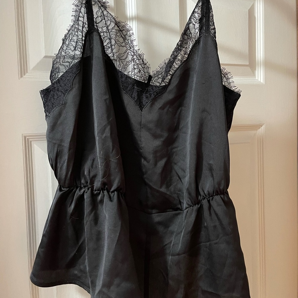 SHEIN curve peplum silk blank tank top